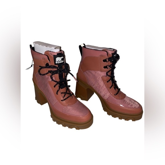 NEW Sorel Brex Waterproof Heel Lug Sole Lace-Up Boots Pink Rose Women 10M - Picture 2 of 7